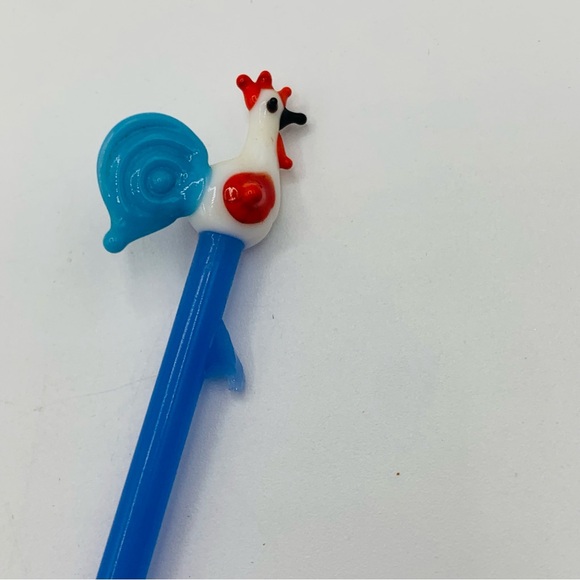 Vintage Glass Bird Swizzle Sticks Lampwork Rooster Swan Barware Set Mixed Lot - Picture 6 of 16